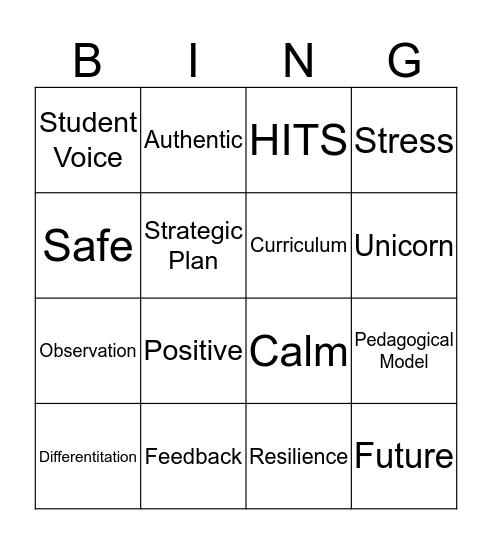 School Review Bingo Card