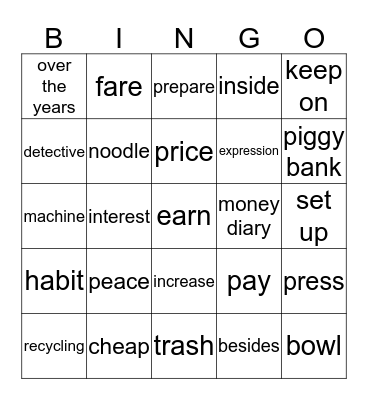 Lesson9. Growing Money Bingo Card