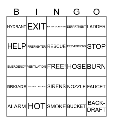 FIRE SAFETY Bingo Card