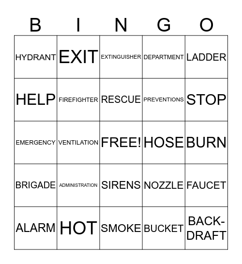 FIRE SAFETY Bingo Card