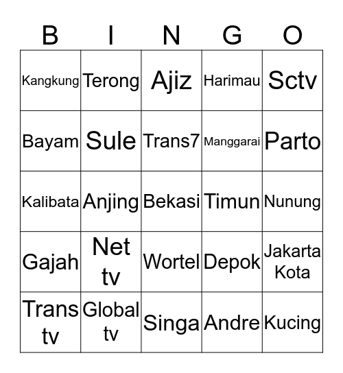 Acalnya amu Bingo Card