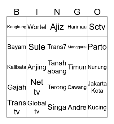 Acalnya amu Bingo Card