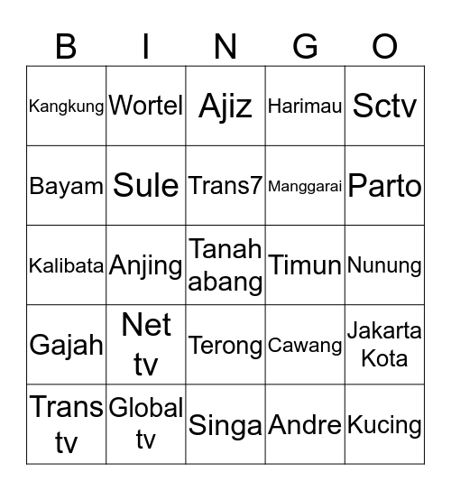 Acalnya amu Bingo Card