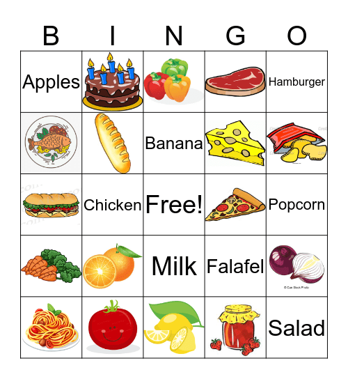 Food Grade 4 Bingo Card