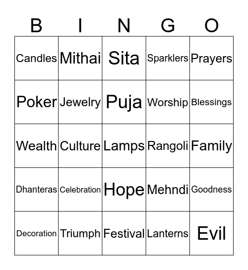 HAPPY DIWALI Bingo Card
