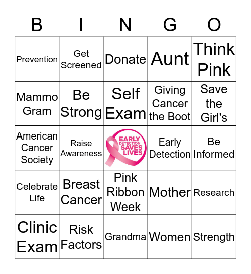 Giving Cancer the Boot Bingo Card