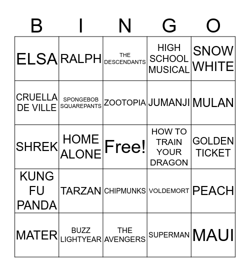 MOVIE BINGO Card