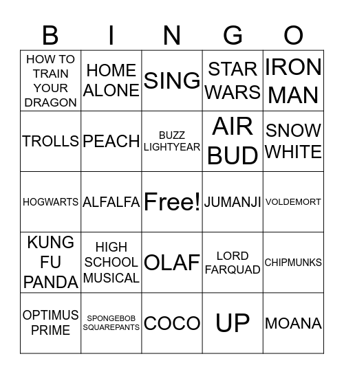 MOVIE BINGO Card