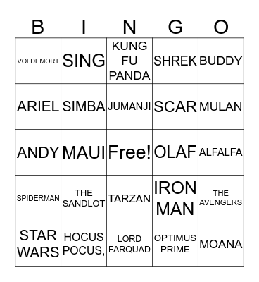 MOVIE BINGO Card