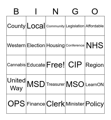 MMAH Bingo Card