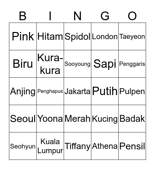 Killa Cantique Bingo Card