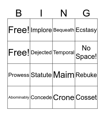 Vocab Bingo Card