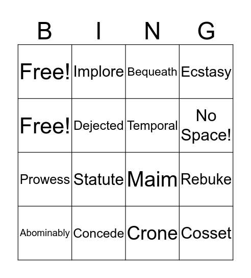 Vocab Bingo Card
