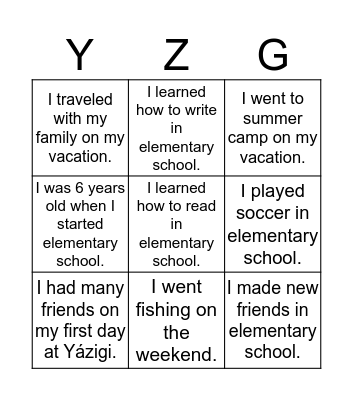 YTEENS 2 Bingo Card