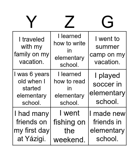 YTEENS 2 Bingo Card