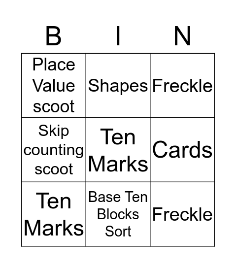 Math Bingo Card