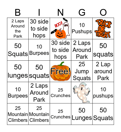 Pink Pacer Fitness Bingo Card