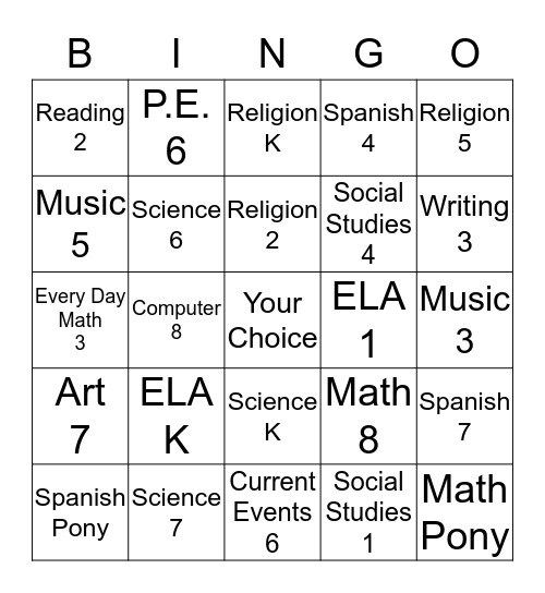 Observation Bingo II Bingo Card