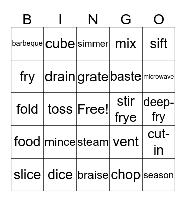 Terms Review (FOODS) Bingo Card