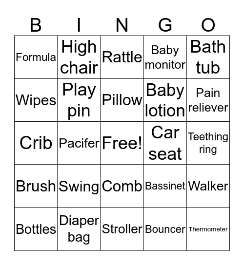 Babyshower Bingo Card