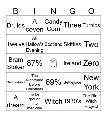 Halloween Bingo Card