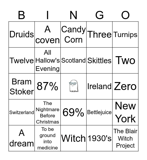 Halloween Bingo Card