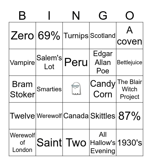 Halloween Bingo Card