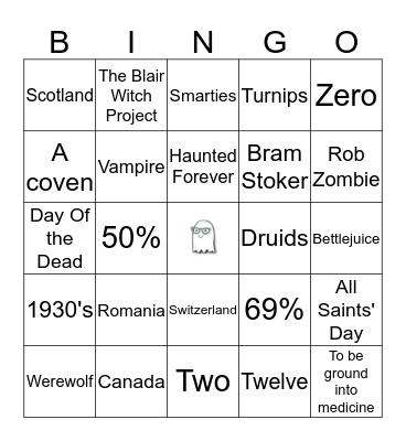 Halloween Bingo Card