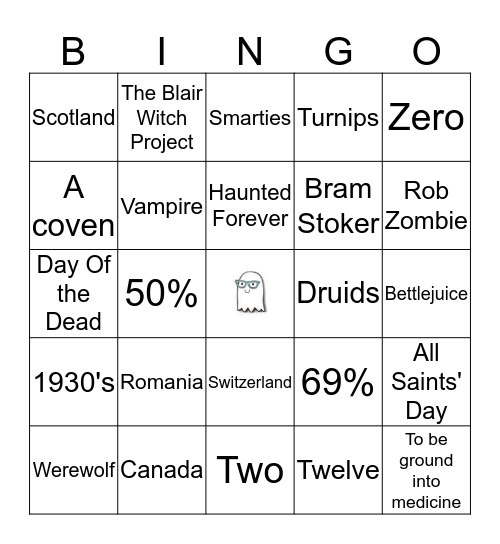 Halloween Bingo Card