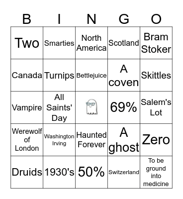 Halloween Bingo Card