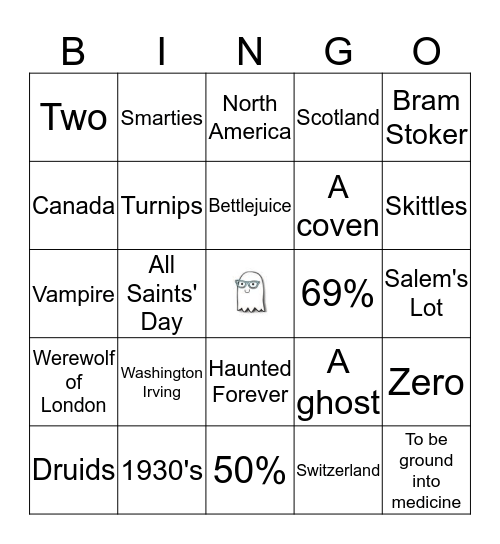 Halloween Bingo Card