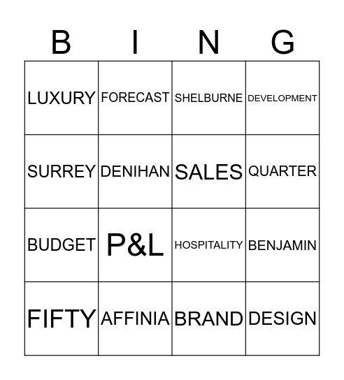 Denihan Bingo Card