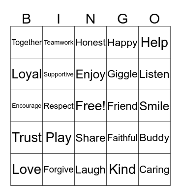 How To Be A Good Friend! Bingo Card