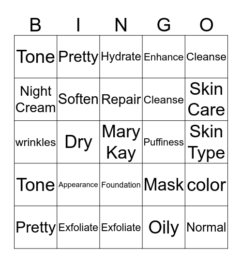 Mary Kay Bingo Card