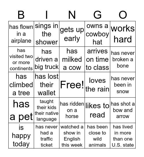 Find someone who... Bingo Card