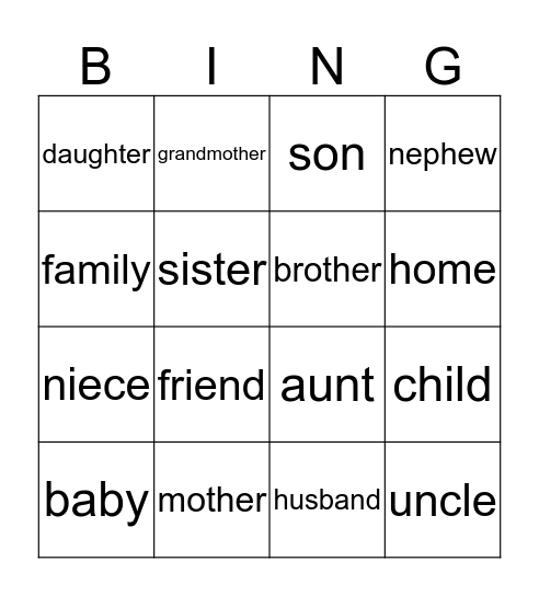 Family Signs (Marshall) Bingo Card