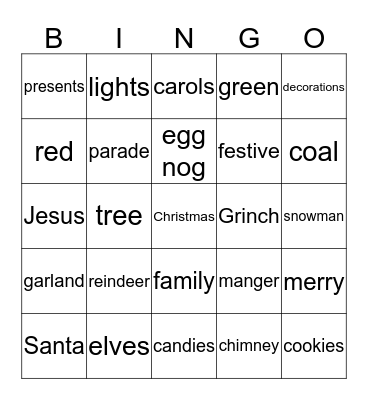 Christmas Bingo Card