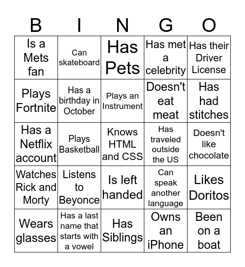 Untitled Bingo Card