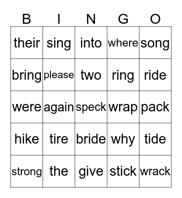 Phonics: Lessons 26-30 Bingo Card