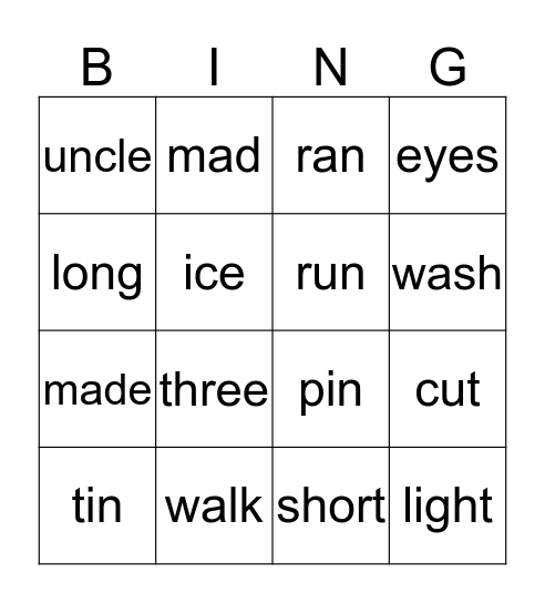 SIMILAR WORDS Bingo Card