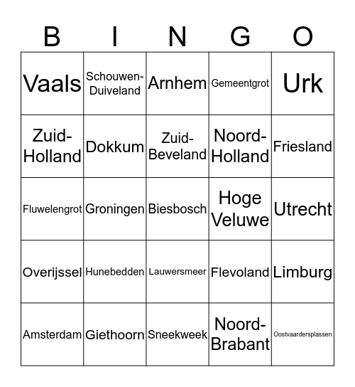 Topo Nederland Bingo Card