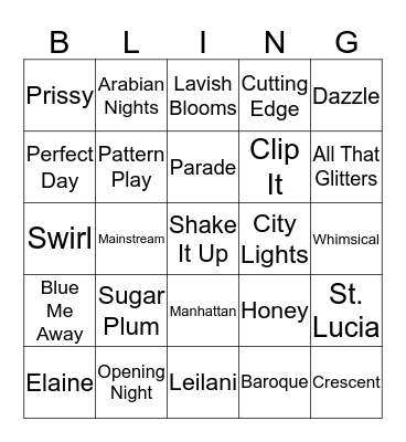 JEWELRY BLINGO Bingo Card