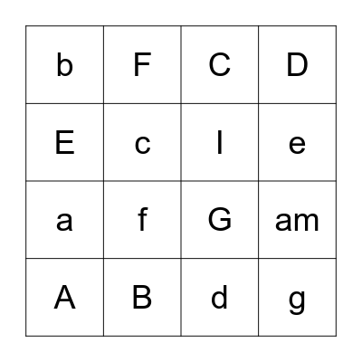 Letter Review Bingo Card