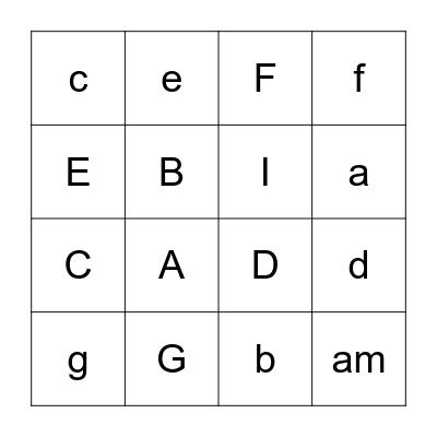 Letter Review Bingo Card