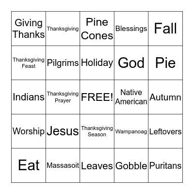 Thanksgiving Bingo Card