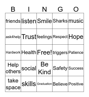 Senior Group  Bingo Card