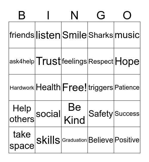 Senior Group  Bingo Card