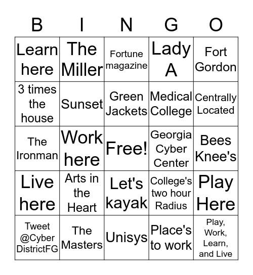 Fort Gordon Cyber District Bingo Card