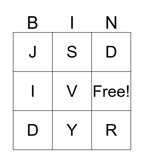 ALPHABET BINGO Card