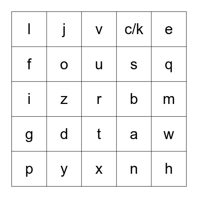 Alphabet Bingo Card